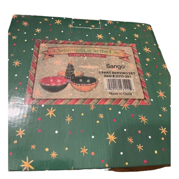 Christmastime in the City Chuck Fischer Sango 3 Part Serving Set Item # 2311-201 - Picture 8 of 12